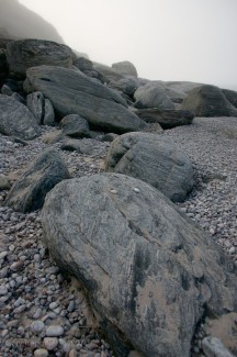 Stopping for a break from the boat, I found these beautiful boulders in the mist.