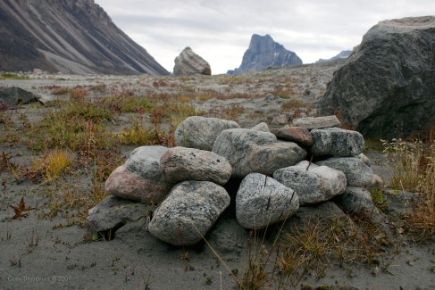 An old pile of rocks that, according to Sam, marks the grave of an infant from years past.