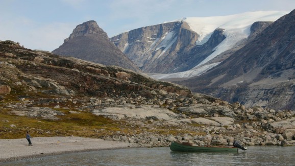 New campsite... to me anyway. Sam and his relatives have been camping in the weather sheltered cove for generations. Jayko ties the boat off.